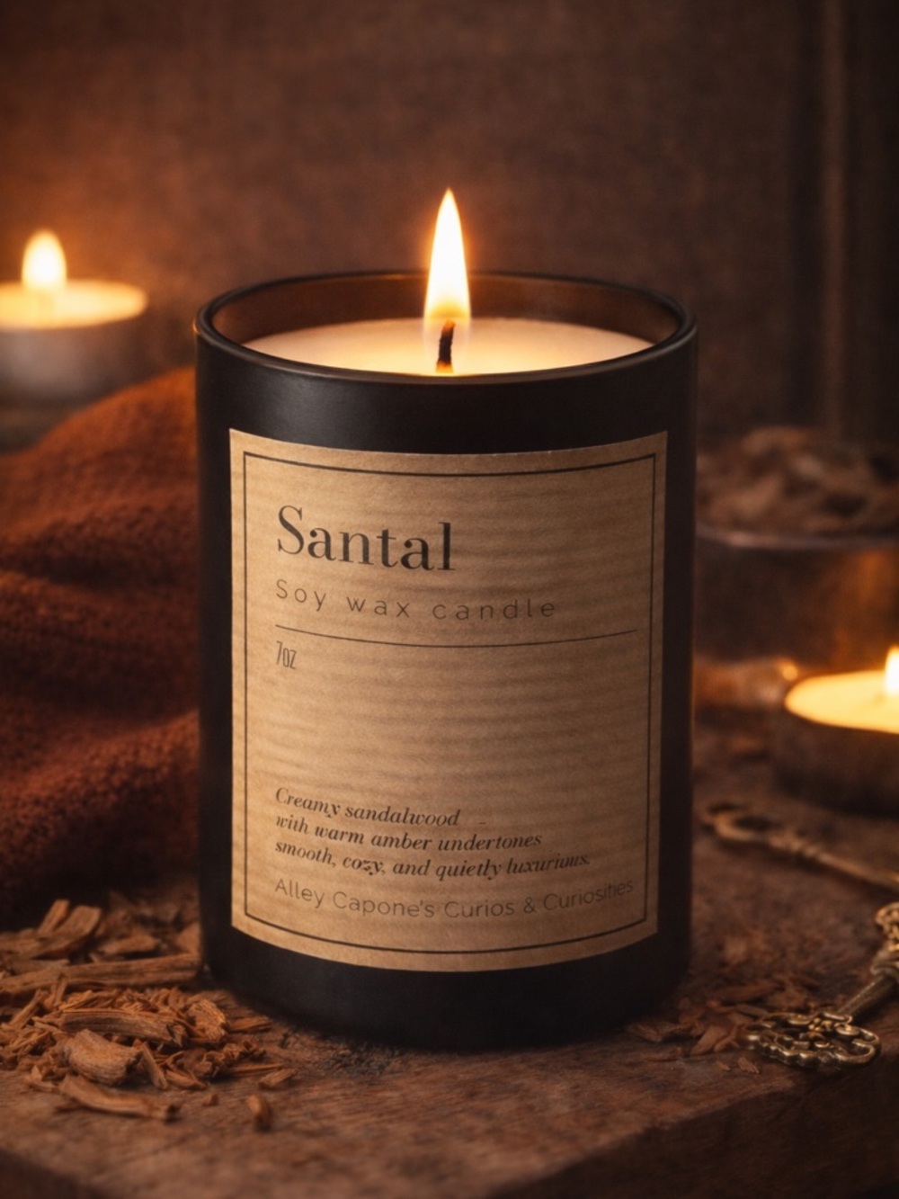 Homemade custom Santal Soy Wax Candle - Black